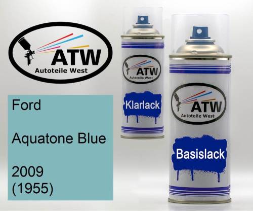 Ford, Aquatone Blue, 2009 (1955): 400ml Sprühdose + 400ml Klarlack - Set, von ATW Autoteile West.